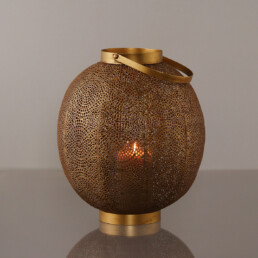 Orient Laterne aus Metall inkl.Windlichtglas, antik gold, 38cm