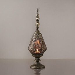 Laterne aus Metall, antik silber, 65cm