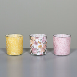 Deko Teelicht mit drei Motiven sortiert, pink, gelb, bunt, 8 cm